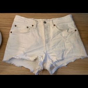 White Levi 501 Jean Shorts